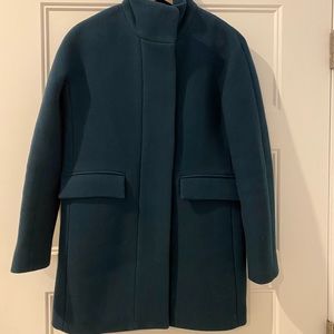 J.Crew Stadium Cloth Cocoon Coat Size 00 Teal Blue Green